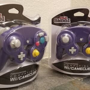 2 Gamecube Controllers - Purple / Indigo (NEW) - Nintendo - Old Skool
